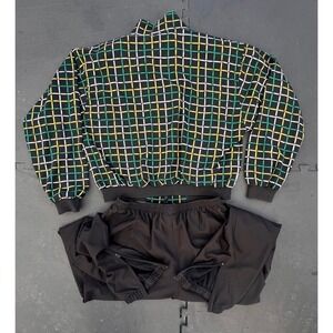 Vintage TAIL Tennis Time Jacket and Pants Set Tracksuit Zip Black Green White XL